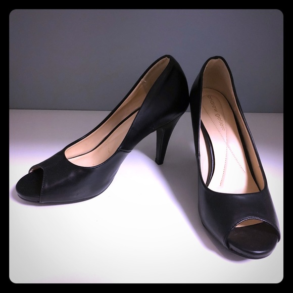 Andrew Geller Shoes - Black Peep-Toe Heels